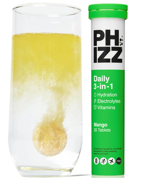 Phizz Electrolytes Multivitamin & Hydration Tablets - 20 Effervescent Rehydration Electrolyte Tablets - 18 Vitamins & Minerals Vitamin C Vegan Vegetarian & Low Calorie (Lemon)