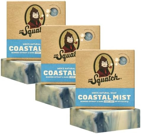 Dr. Squatch Natural Men’s Bar Soap - Cold Process Body Soap Bar with Natural Oils - Gifts for Men (5 oz, 3-Pack)