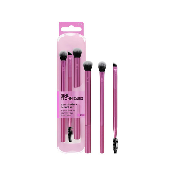 Real Techniques Eye Shade & Blend Makeup Brush Trio For Eyeshadow and  Liner  Makeup Tools for Shaping and Grooming Brows Defined Makeup Look Synthetic Bristles Vegan & Cruelty-Free  3 Count