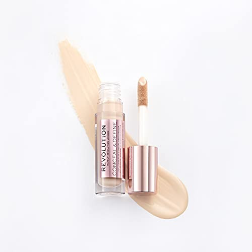 Revolution Conceal & Define Concealer, Full Coverage & Lightweight, Long-Lasting Matte Finish, Vegan & Cruelty-Free - 0.14 Fl Oz