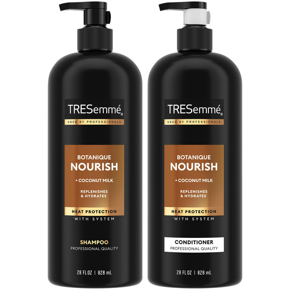 TRESemmé Shampoo and Conditioner Set  Botanique Nourish  Anti Frizz Hair Products with Coconut Milk and  Aloe Vera 28 Oz Ea