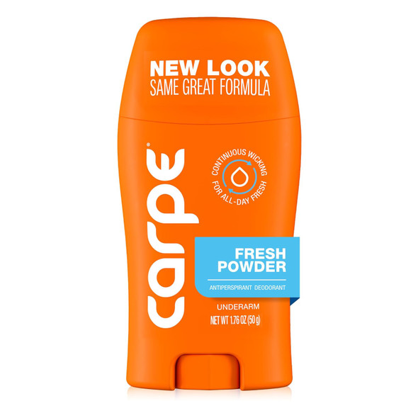 Carpe Underarm Antiperspirant Deodorant for Women and Men - Clinical Strength Deodorant for Women with 100 Hour Clinically Tested Sweat and Odor Protection - Fresh Powder