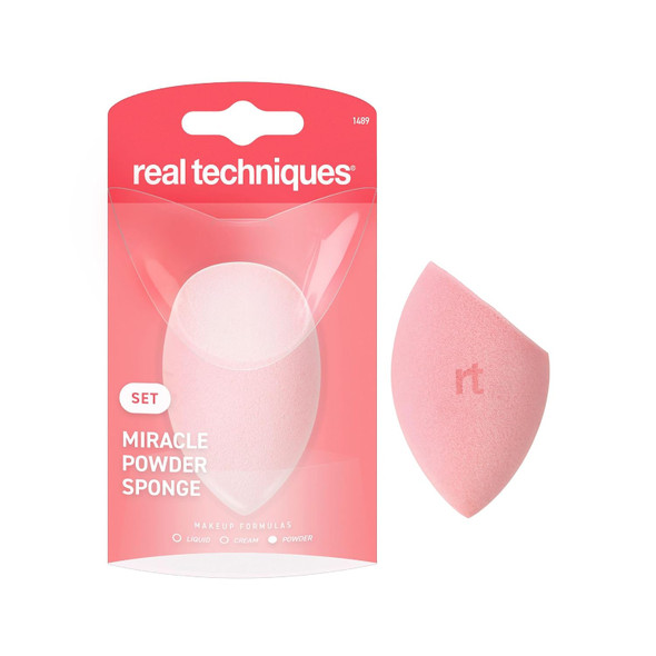 Real Techniques Miracle Microfiber Technology Ideal for Use with Powders, Beauty Sponge, Makeup Blender, Pink