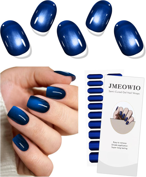 JMEOWIO Tiras de uñas de gel semicuradas con purpurina de ojo de gato, calcomanías de gel para uñas, envolturas UV/LED, accesorios de decoración de diseño artístico