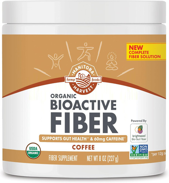 Manitoba Harvest Organic BioActive Fiber Supplement with 6g Fiber per Serving, Digestive Hemp & Psyllium Husk Powder, Non-GMO, Vegan & Kosher, 8oz