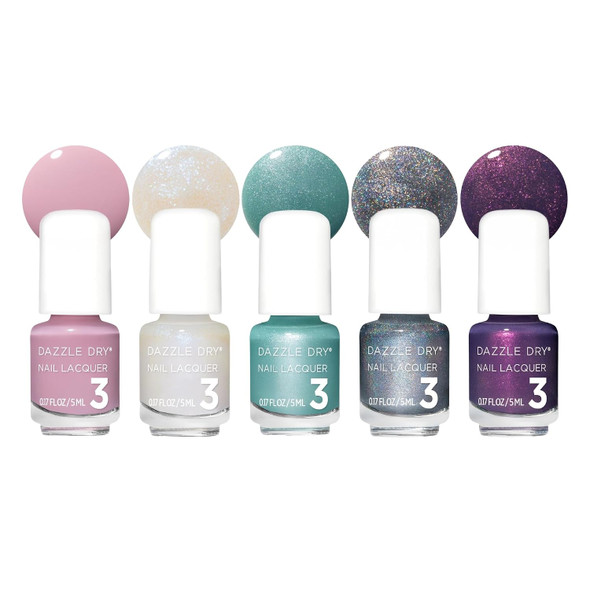 Dazzle Dry Mini Flight 5 Mini Lacquers 5 Piece Mini Nail Polish Set  Fast Drying  Long Lasting  Non Toxic Manicures