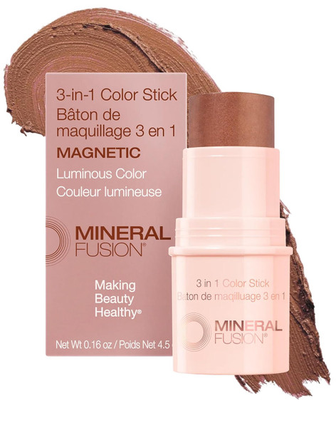 Mineral Fusion 3 in 1 Color Stick Hydrating Cream Blush Tint for Cheek Lip and Eye Natural Multi Use Makeup