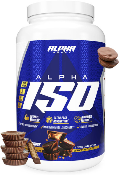 Alpha Supps ISO, Low Carb 100% Whey Protein Isolate Powder, 25 Grams Per Serving, Helps Support Muscle Growth, Low Sugar and Gluten Free - 2 lb