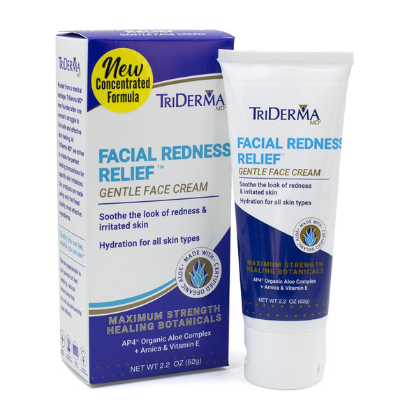 TriDerma Facial Redness Relief Gentle Face Cream Soothing and Relieving Daily Moisturizer