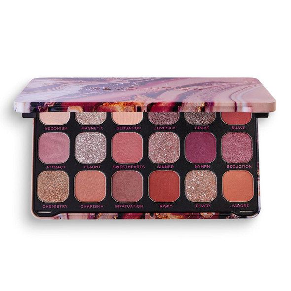 Revolution Beauty Forever Flawless Eyeshadow Palette 18 Pigmented Shades Nude and  Warm Pressed Powder Mattes Shimmers Glitters Allure 15 X 0.04 Oz.