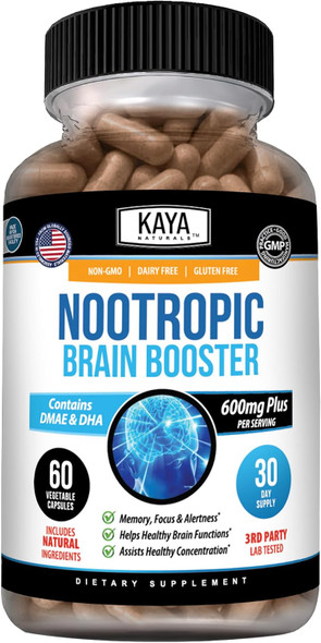 Kaya Naturals Nootropic Brain Booster | Memory & Focus Support, Concentration & Learning Accuracy, Cognitive Function, Brain Support Supplement