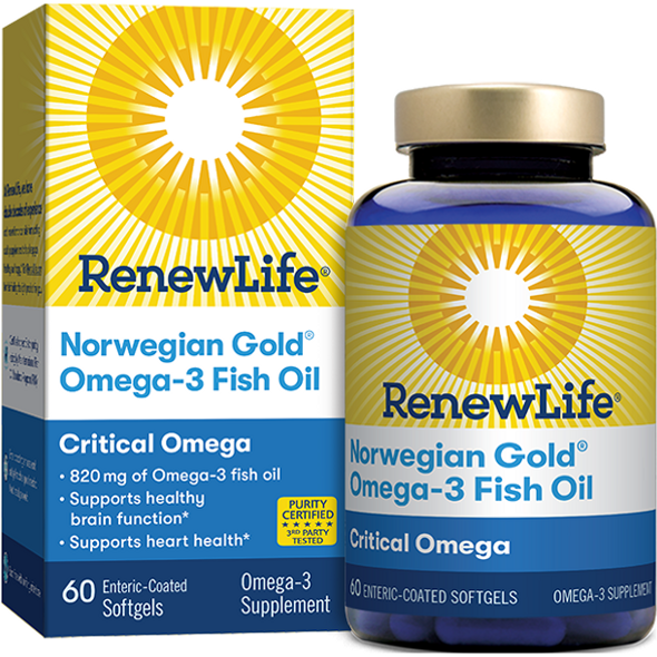 Norwegian Gold Omega-3 Fish Oil Critical Omega 60 softgels by Renew Life