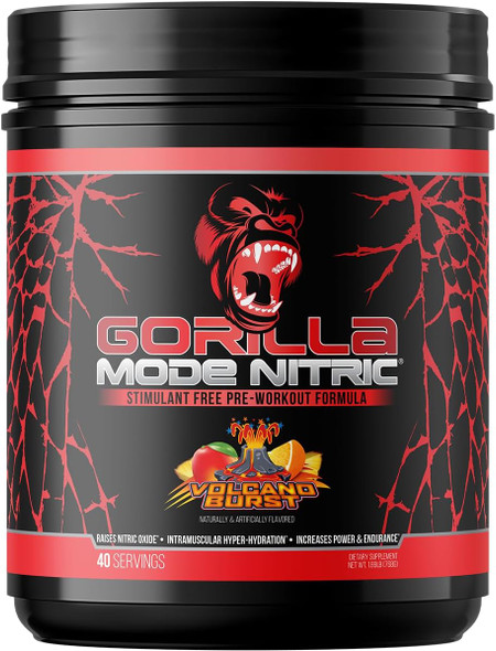 Gorilla Mode Nitric Stimulant Free Pre-Workout – Best Tasting and Most Effective Stimulant Free Pre-Workout / Massive Pumps · Vasodilation · Power / 688 Grams