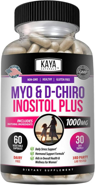 Kaya Naturals Myo & D Chiro Inositol Plus Support for Women Vitamin B8 30 Capsules