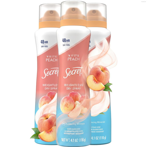 Secret Dry Spray Antiperspirant Deodorant for Women 48hr Weightless Sweat and  Odor Protection Gentle on Skin Waterlily and  Argan Oil Scent