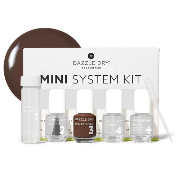 Dazzle Dry Mini Kit 4 Step System (5 Piece Kit)  A Light And True Neutral Nude  Full Coverage  Cream Finish  Quick Dry  5 Manicures