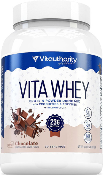 Vitauthority Whey Protein Powder for Women Whey Isolate Probiotics and Enzymes Supports Digestion Nutrient Absorption and Energy Post Workout and Daily Nutrition 30 Servings
