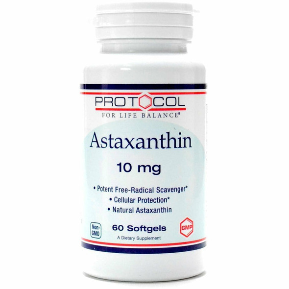 Astaxanthin 10mg 60 gels by Protocol For Life Balance