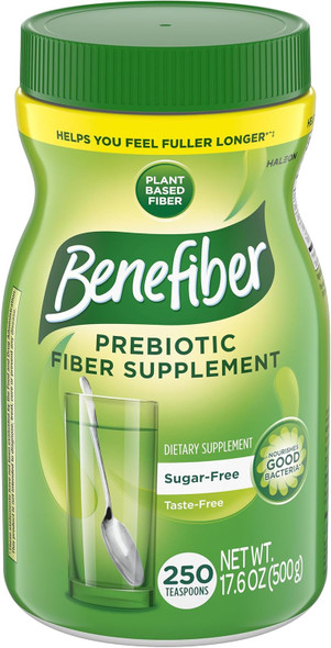 Benefiber Daily Prebiotic GLP1 Friendly Fiber Supplement Powder for Digestive Health Unflavored 250 Teaspoons
