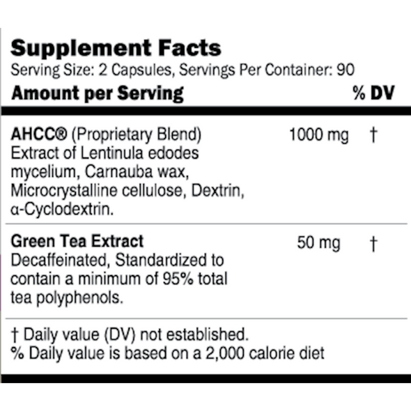 AHCC w/ Green Tea Extract -Decaf 180 Caps by Iagen Professional