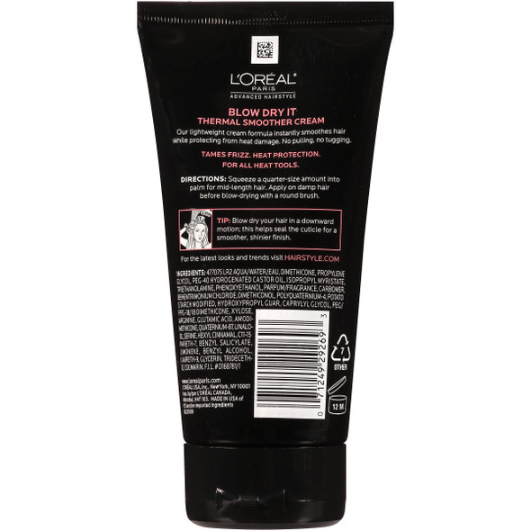 LOreal Paris Advanced Hairstyle Blow Dry It Thermal Smoother Cream 5.1 Ounce