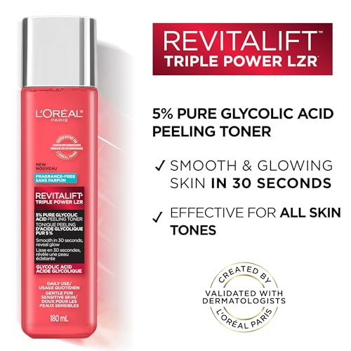 LOreal Paris Revitalift 5% Pure Glycolic Acid Peeling Toner With Aloe Vera Alcohol 6 Fl Oz