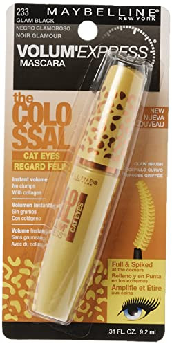 Maybelline York Volume Express Colossal Cat Eyes Washable Mascara Glam Black 0.31 Fluid Ounce