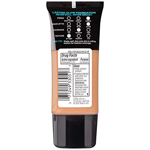 LOreal Paris Makeup Infallible Up To 24Hr ProGlow Foundation Buff Beige 1 Fl Oz