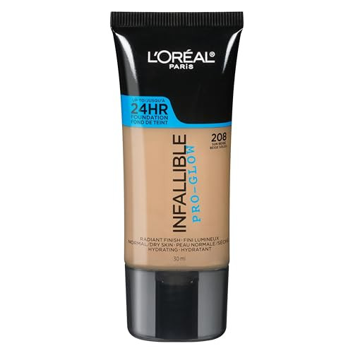 LOreal Paris Makeup Infallible Up To 24Hr ProGlow Foundation Sun Beige 1 Fl Oz