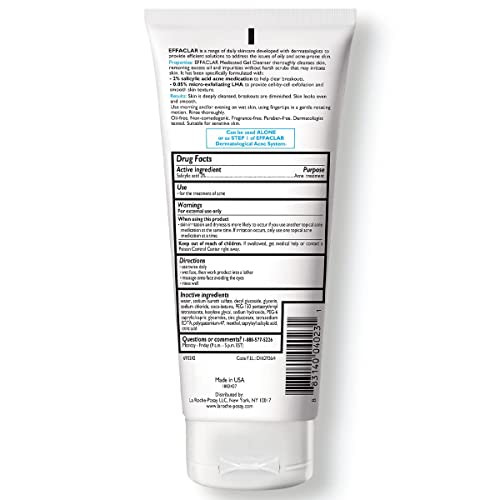 La Roche-Posay RochePosay Effaclar Medicated Gel Cleanser 2% Salicylic Acid Cleanser + Lha