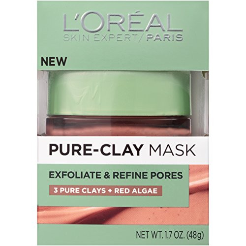 LOreal Paris Skincare Pure Clay Face Mask With Red Algae For Clogged Pores 1.7 Oz