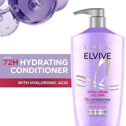 LOreal Paris Elvive Hyaluron Plump Hydrating Conditioner For Dehydrated Dry Hair Infused With 26.5 Fl Oz