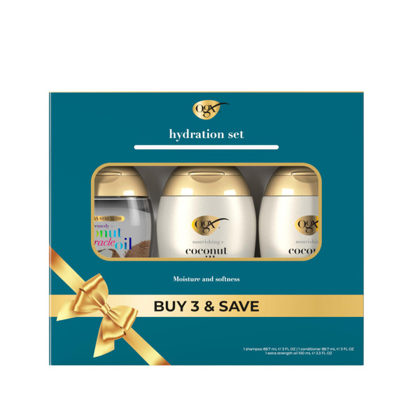 Ogx Giftset Nourishing + Coconut Milk Shampoo and Conditioner and Extra Strength 3Pc