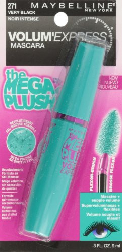 Maybelline York Volume Express Mega Plush Washable Mascara Very Black 0.3 Fluid Ounce