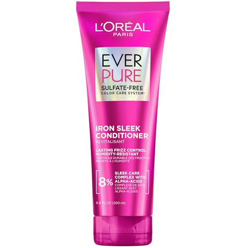LOreal Paris Sulfate Iron Sleek Smoothing Conditioner Frizz Control And HumidityResistant Formula Treated Hair Everpure 6.8 Fl Oz
