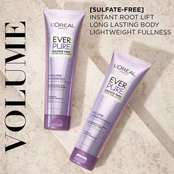 LOreal Paris Volume Sulfate Shampoo And Conditioner For ColorTreated Hair Everpure Set Treated Hair Everpure 8.5 Fl Oz