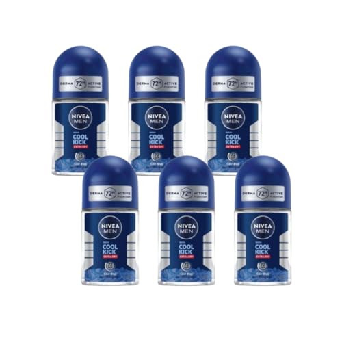 Nivea Men Cool Kick AntiPerspirant RollOn Deodorant 72 Hour Sweat and Odor 25Ml 6 Pack