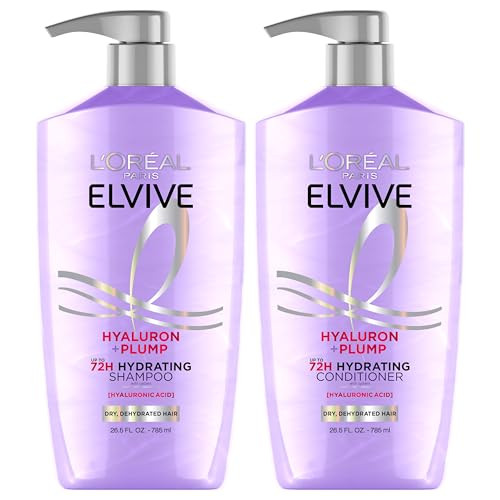 LOreal Paris Elvive Hyaluron Plump Shampoo And Conditioner Set For Dry Dehydrated Hair 53 Fl Oz