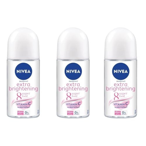 Nivea Extra Brightening Flavor RollOn Deodorant AlcoholFree 48Hr Odor Protection Pack Of 50Ml Pack Of 3