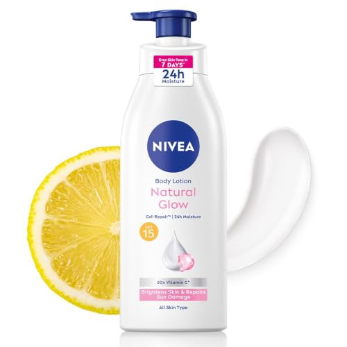 Nivea Natural Glow Body Lotion With Spf 15 Vitamin C Lightweight Moisturizing 13.52 Fl Oz Pack Of 1