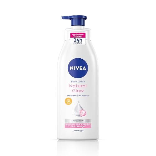 Nivea Natural Glow Body Lotion With Spf 15 Vitamin C Lightweight Moisturizing 13.52 Fl Oz Pack Of 1