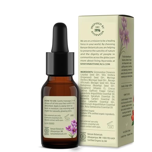 Banyan Botanicals Face Oil Luxurious Ayurvedic Face Oil Clean Skincare With Rosehip Oil 0.5 Oz