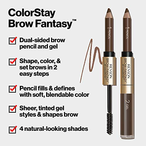 Revlon Eyebrow Gel and Pencil Colorstay Brow Fantasy 2In1 Eye Makeup Longwearing Stay Brow Fantasy 0.04 Oz