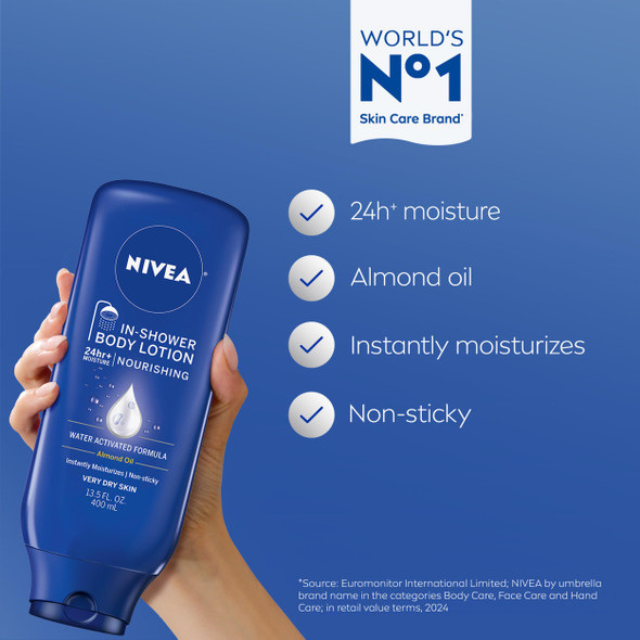 Nivea Nourishing In Shower Lotion Water Activated In Shower Moisturizer For Dry 13.5 Fl Oz