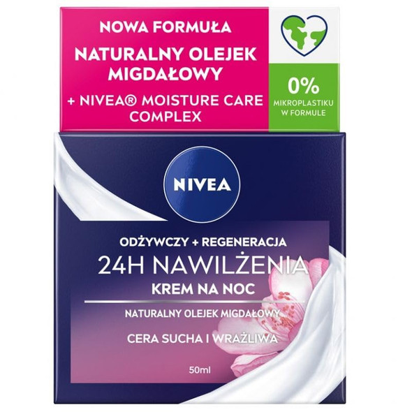Nivea Nourishing Night Cream For Dry To Sensitive Skin Deep Moisture Almond 50 Ml