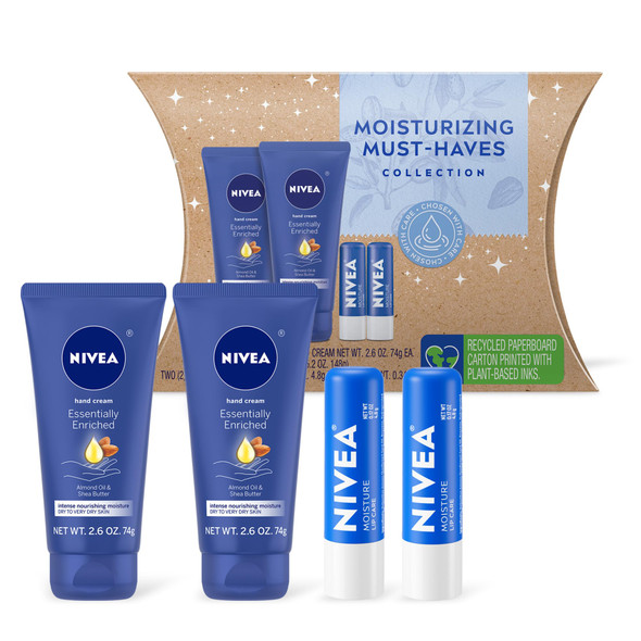 Nivea Moisturizing MustHaves Skin Care Set Essentially Enriched Hand Cream With Almond 2.6 Oz Pack Of 2