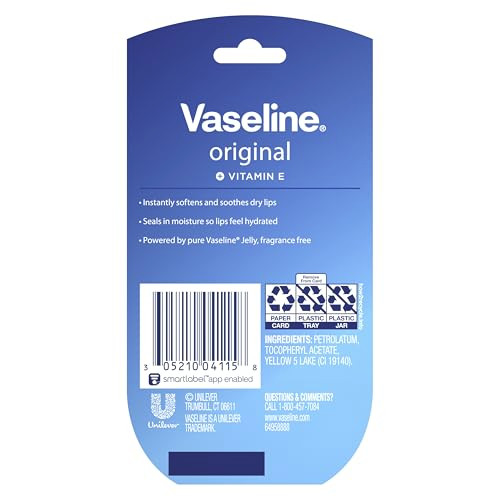 Vaseline Lip Therapy 2 Pack Original Mini For Dry Chapped Lips Hydrating 0.5 Oz 2 Pack