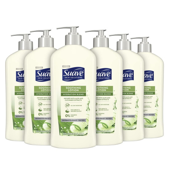 Suave Soothing Hydration Hand and Body Lotion With Aloe Vera Refreshes Dry 18 Fl Oz 6 Pack