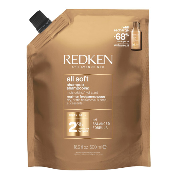 Redken All Soft Shampoo Moisturizes and Hydrates Dry Hair Softens and Adds Treated Hair