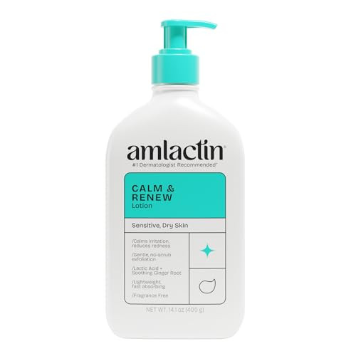 Amlactin Calm and Renew Lotion Therapeutic Body And Face Moisturizer For Sensitive 14.1 Oz